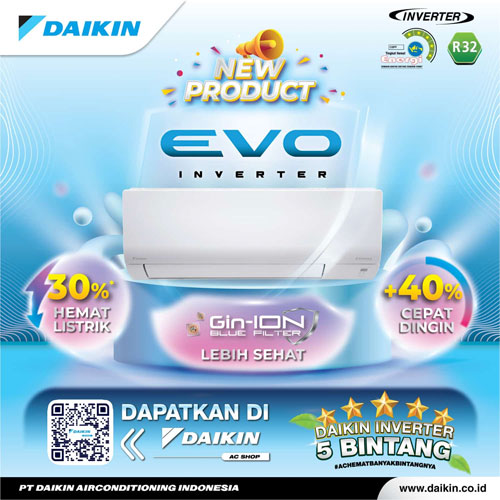 Daikin AC Wall Mounted Split Evo Inverter Malaysia FTKF Series 1 PK - FTKF25AV14 | FTKF25 AV14